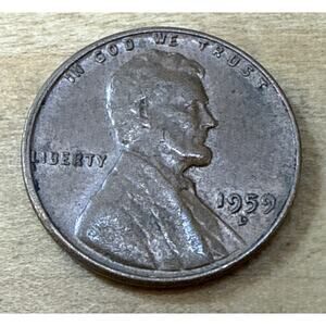 1959 D Lincoln Cent Double Struck Rim Error ROM ABRASION